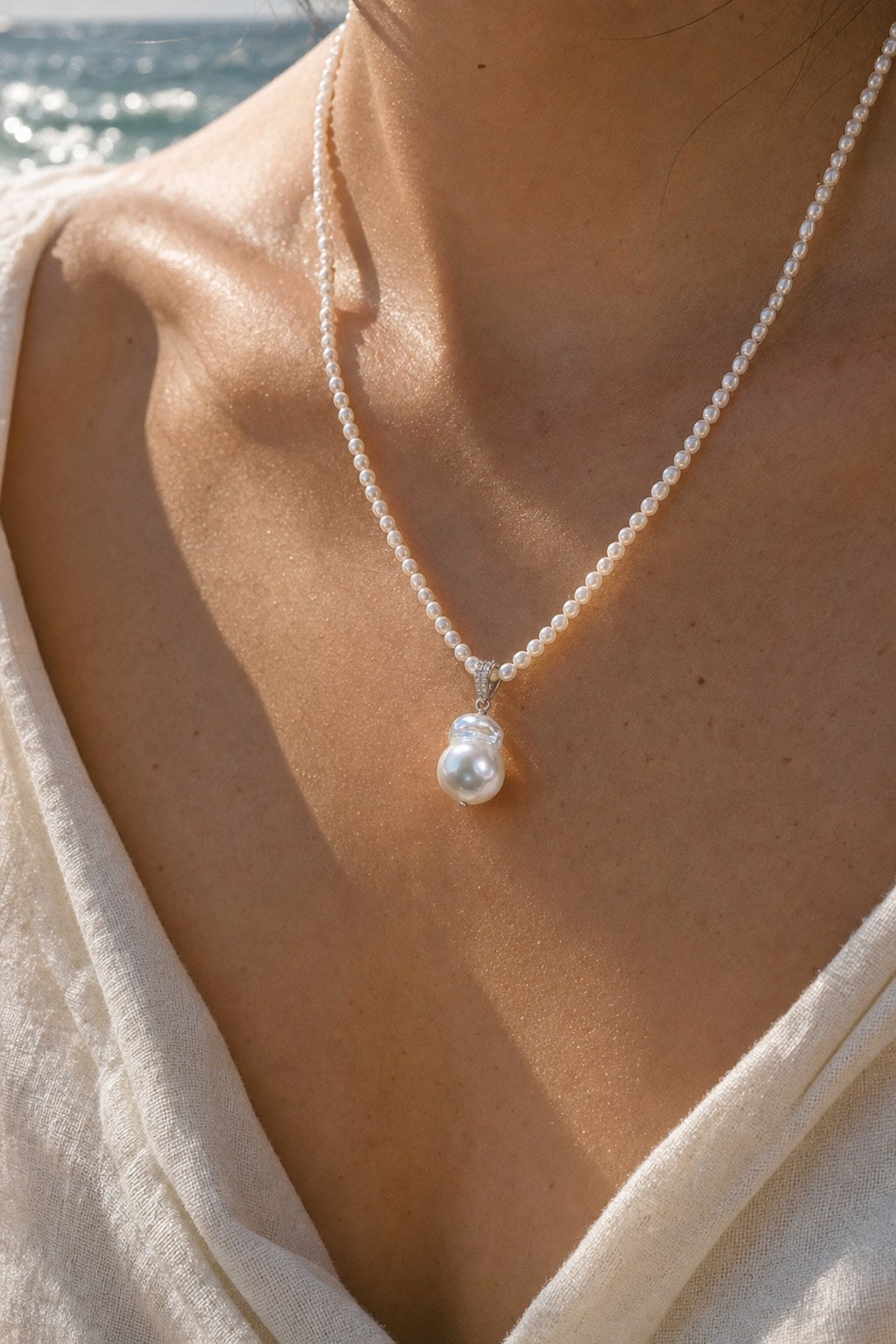 Seed & Sea Baroque Necklace close-up detail