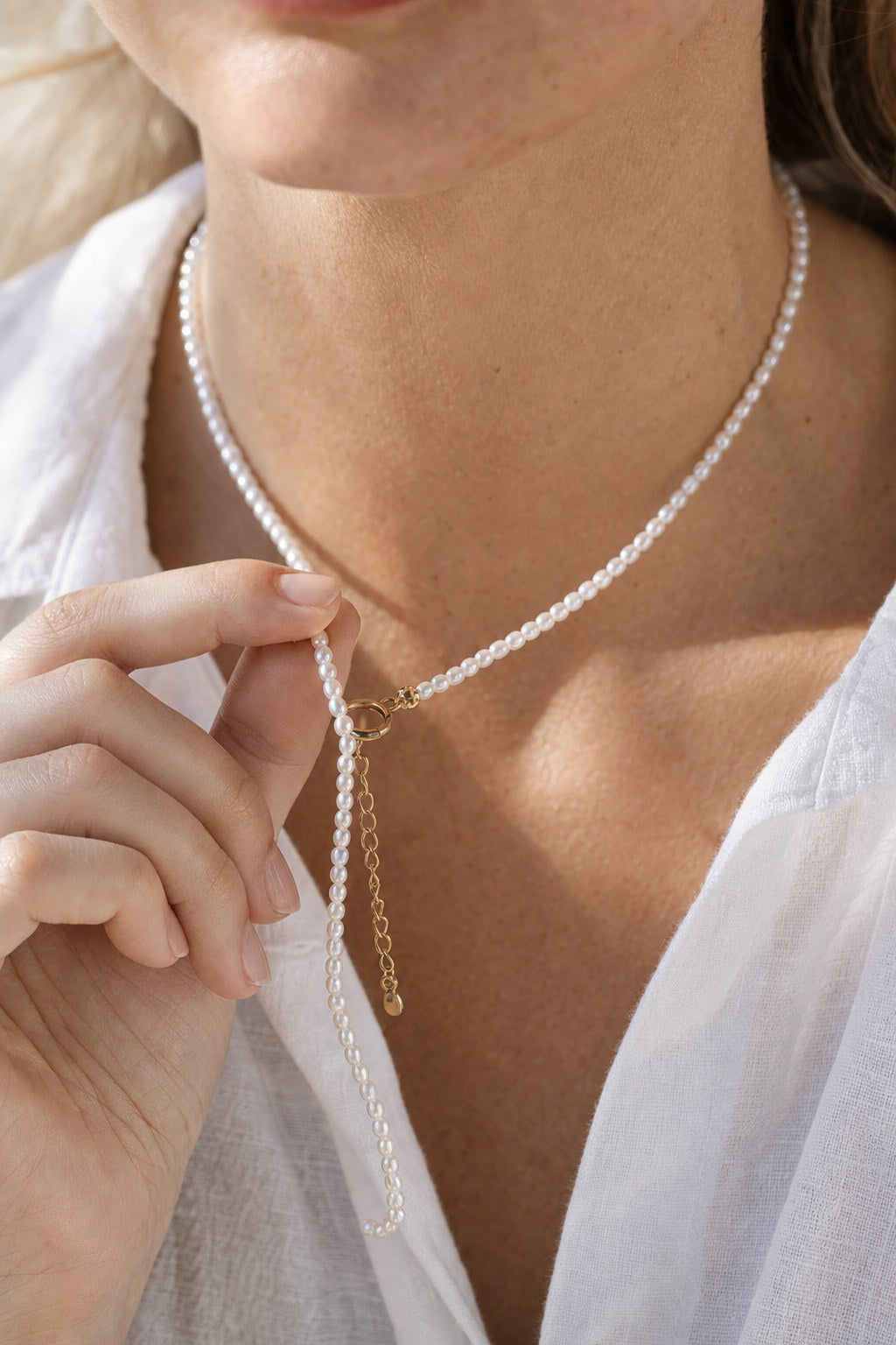 Seed Pearl Layering Necklace close-up detail