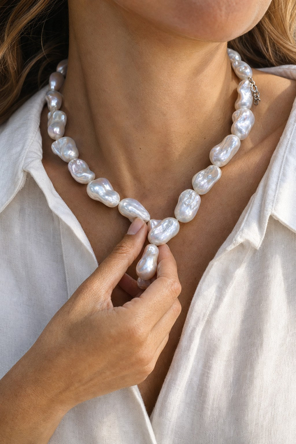 Sea Glass Baroque Pearl Strand close-up detail
