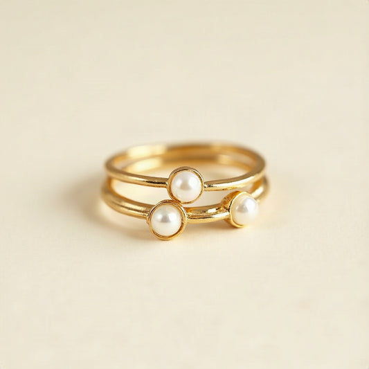 Stacked Pearl Ring Set