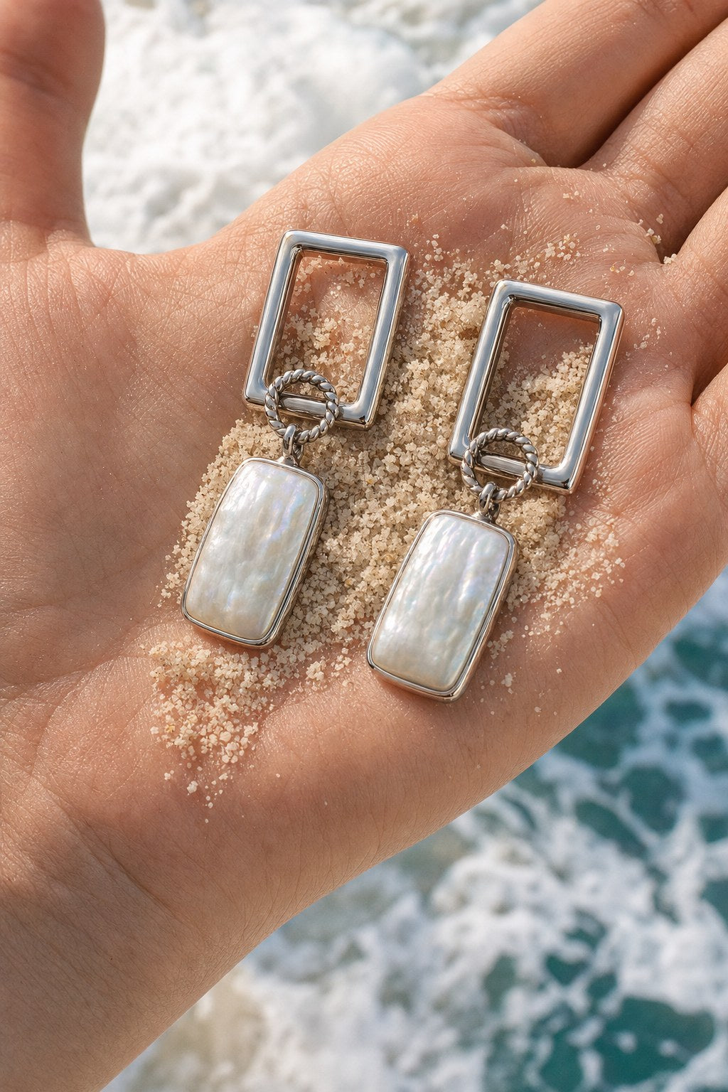 Window Baroque Pearl Earrings close-up detail
