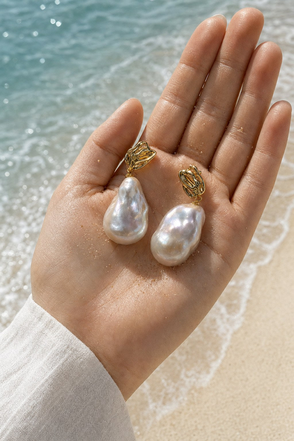 Golden Hour Baroque Drop Earrings close-up detail