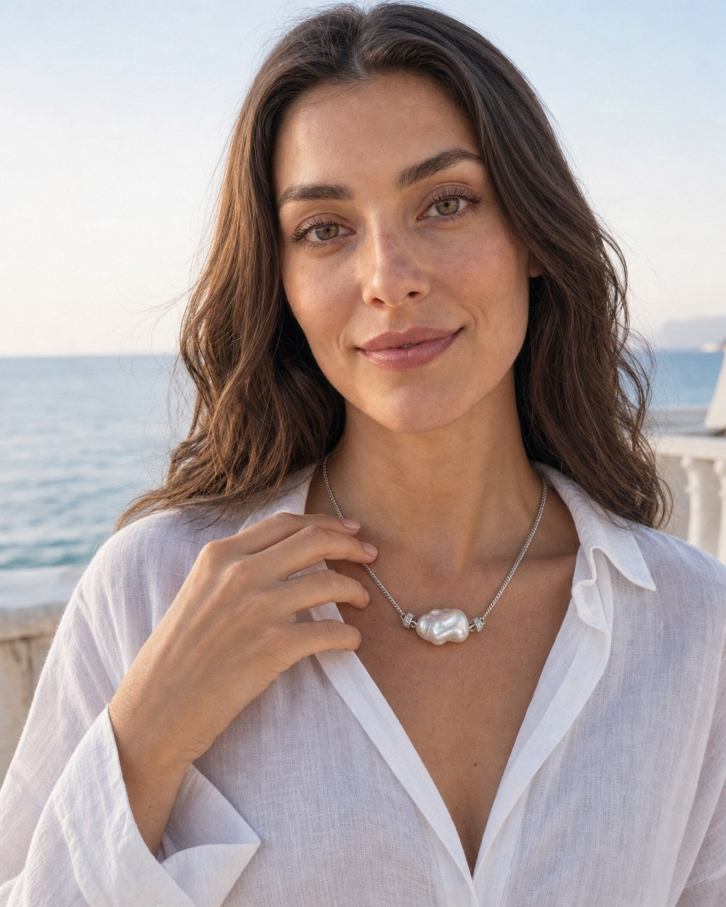 Harbour Baroque Chain Necklace worn by the model