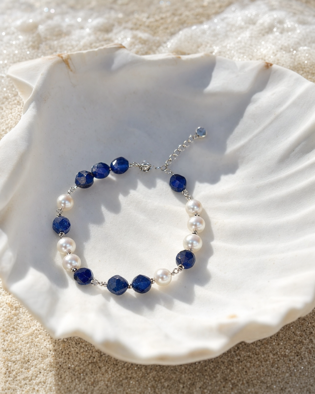 Ocean Blue Kyanite Pearl Bracelet