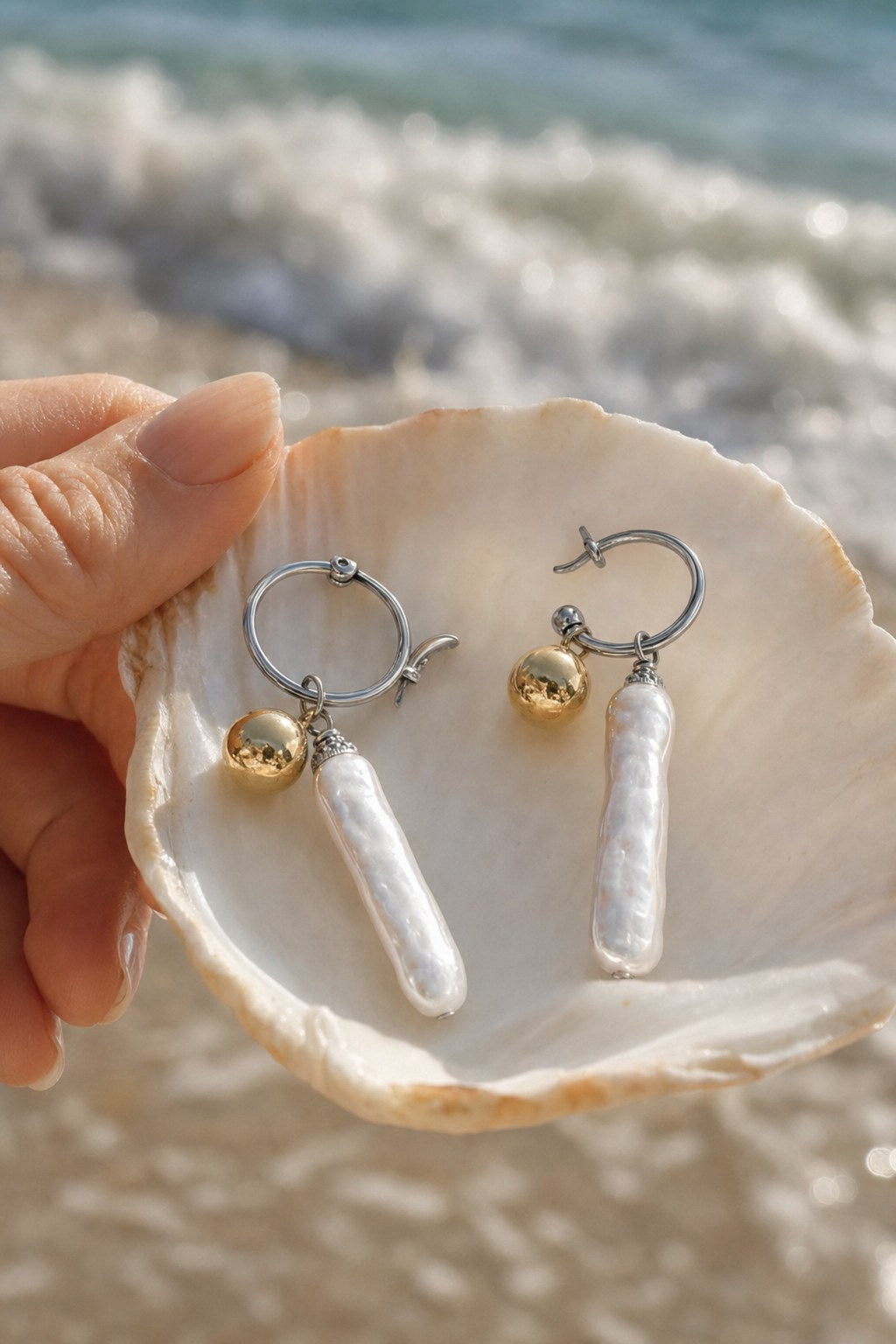Sun & Sea Hoop Earrings close-up detail