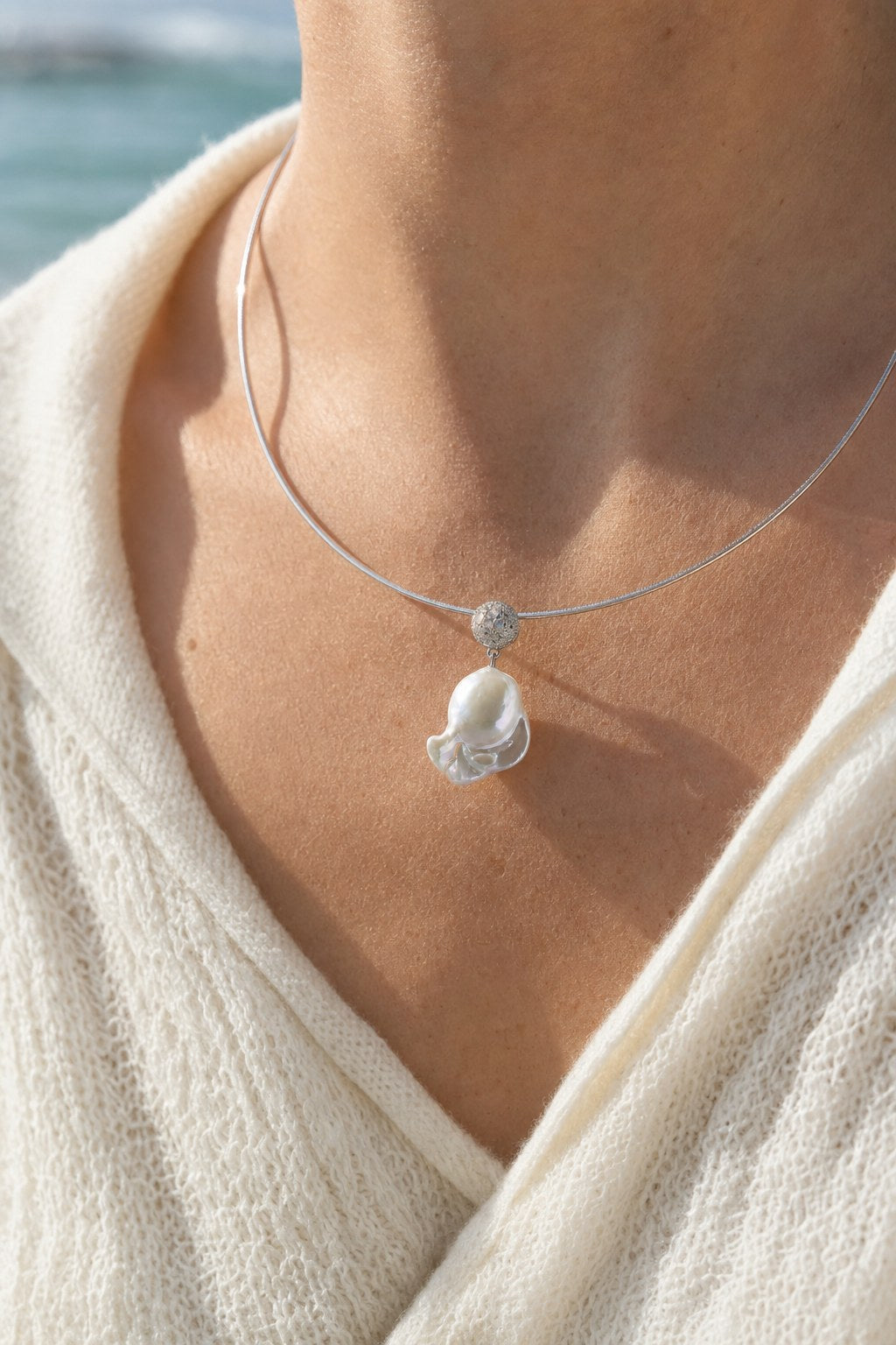 Moonlit Baroque Pearl Collar close-up detail
