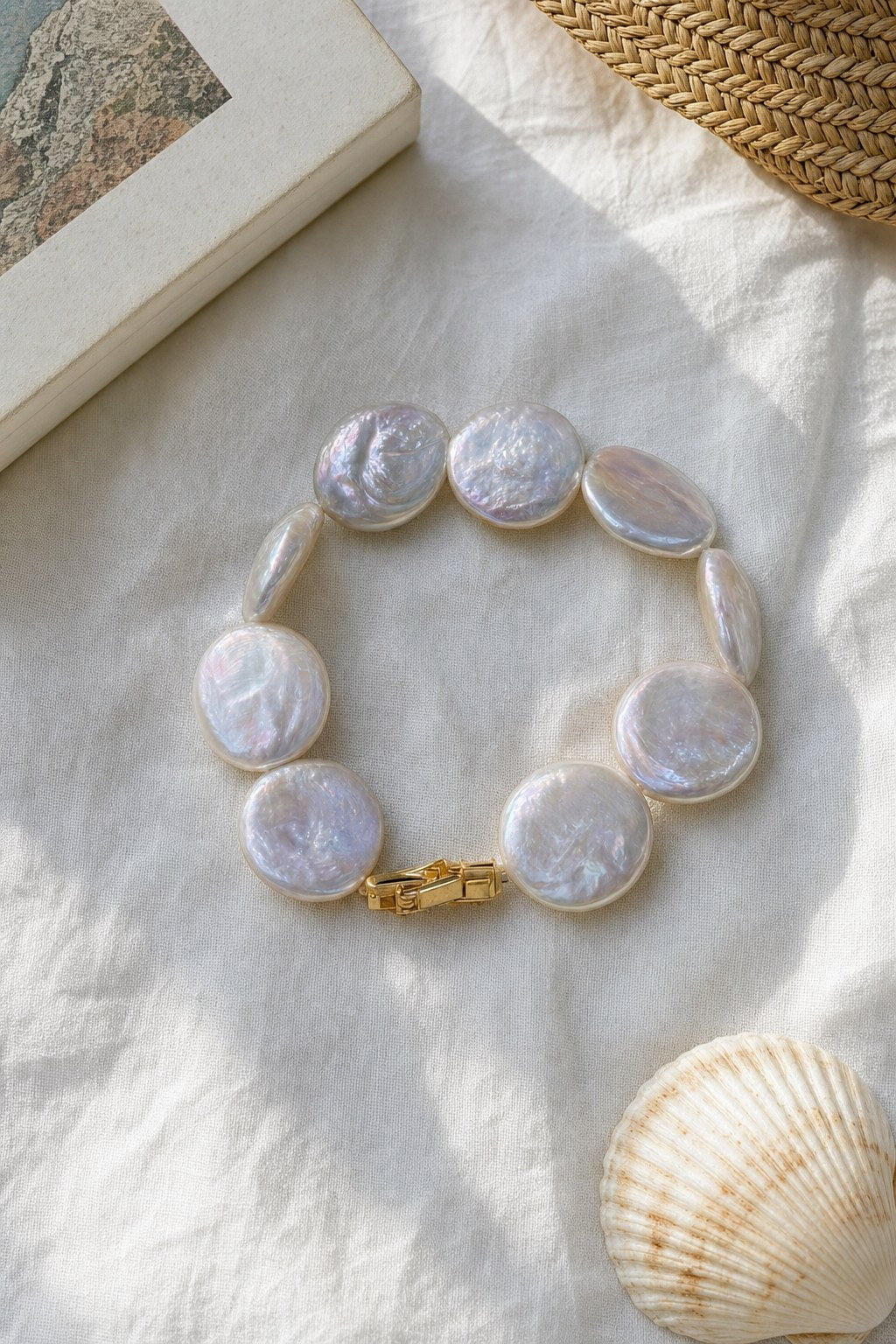 Tide Coin Pearl Bracelet close-up detail