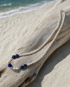 Ocean Blue Kyanite Pearl Necklace